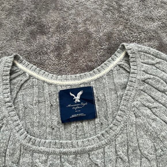 American eagle cable knit sweater grey fitted knit - Picture 3 of 5